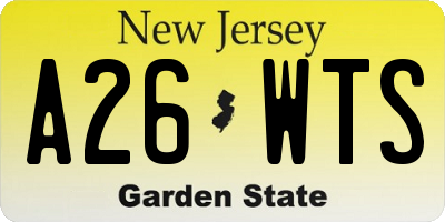NJ license plate A26WTS