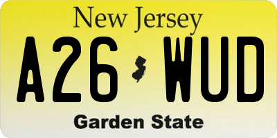 NJ license plate A26WUD