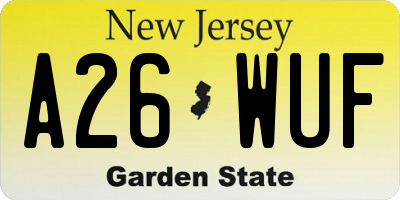 NJ license plate A26WUF