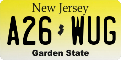 NJ license plate A26WUG
