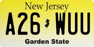 NJ license plate A26WUU