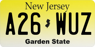 NJ license plate A26WUZ