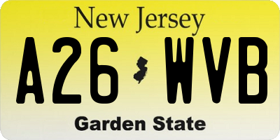 NJ license plate A26WVB