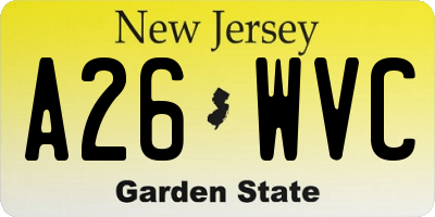 NJ license plate A26WVC