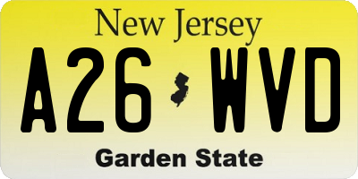 NJ license plate A26WVD