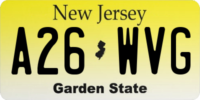 NJ license plate A26WVG