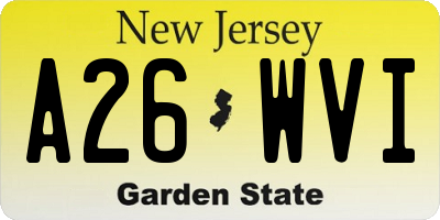 NJ license plate A26WVI