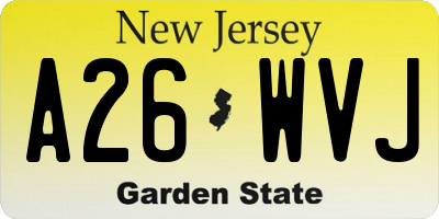 NJ license plate A26WVJ