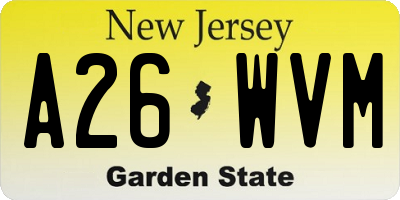 NJ license plate A26WVM