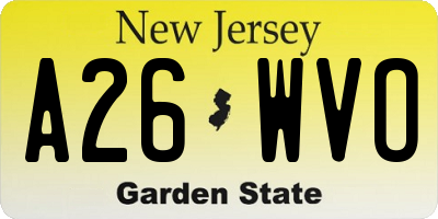 NJ license plate A26WVO