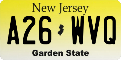 NJ license plate A26WVQ