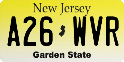 NJ license plate A26WVR