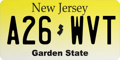 NJ license plate A26WVT
