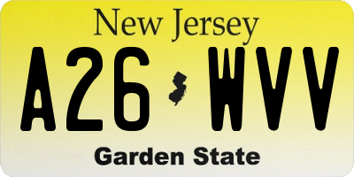 NJ license plate A26WVV