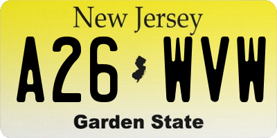 NJ license plate A26WVW