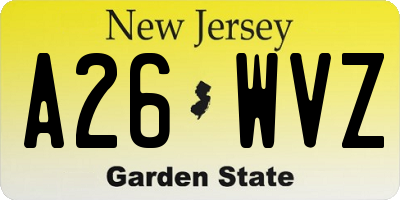NJ license plate A26WVZ
