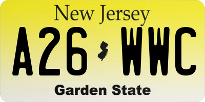 NJ license plate A26WWC
