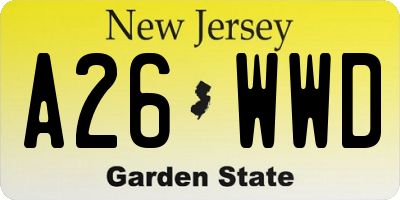 NJ license plate A26WWD