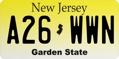 NJ license plate A26WWN