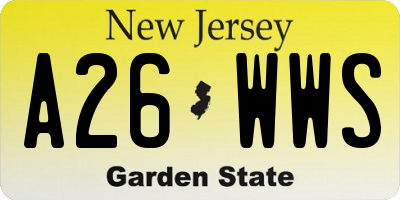 NJ license plate A26WWS