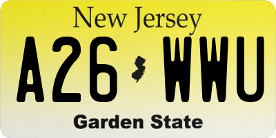 NJ license plate A26WWU