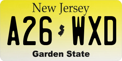 NJ license plate A26WXD