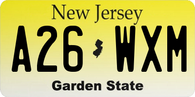 NJ license plate A26WXM
