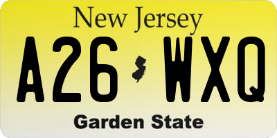 NJ license plate A26WXQ