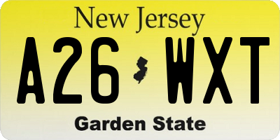 NJ license plate A26WXT