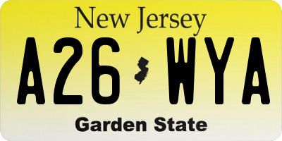 NJ license plate A26WYA