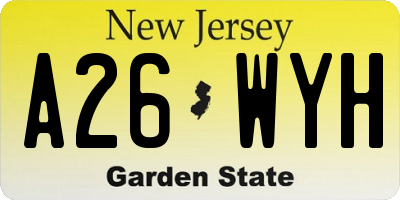 NJ license plate A26WYH