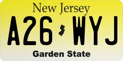 NJ license plate A26WYJ