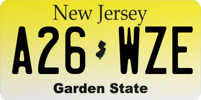 NJ license plate A26WZE