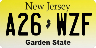 NJ license plate A26WZF