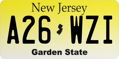 NJ license plate A26WZI