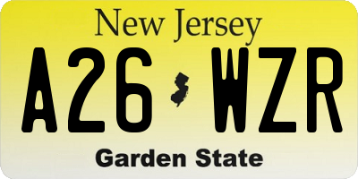 NJ license plate A26WZR