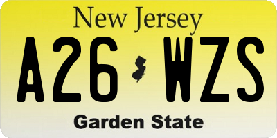 NJ license plate A26WZS