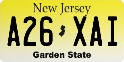 NJ license plate A26XAI