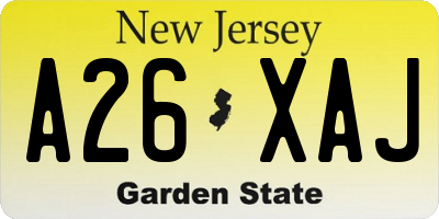 NJ license plate A26XAJ