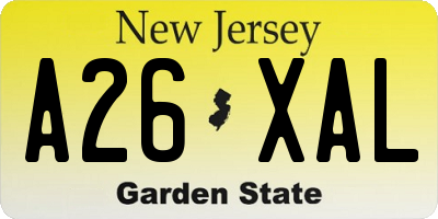 NJ license plate A26XAL