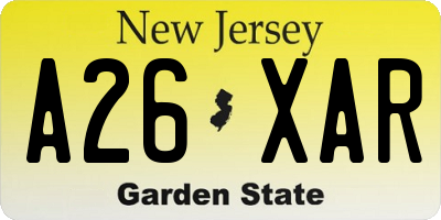 NJ license plate A26XAR