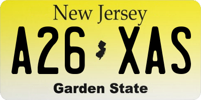 NJ license plate A26XAS