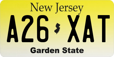 NJ license plate A26XAT