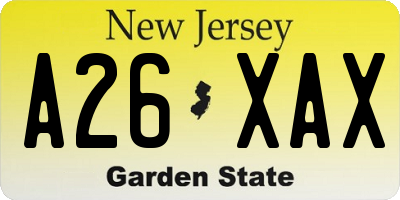 NJ license plate A26XAX
