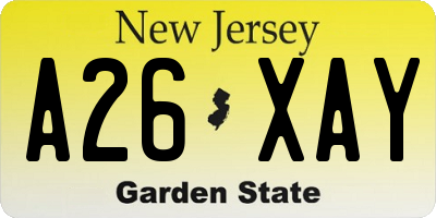 NJ license plate A26XAY