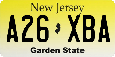 NJ license plate A26XBA