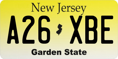 NJ license plate A26XBE