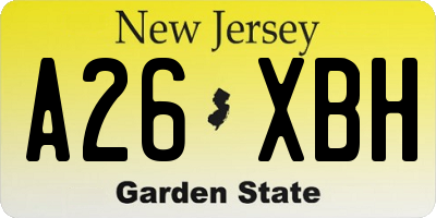 NJ license plate A26XBH