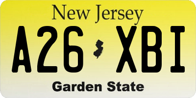 NJ license plate A26XBI