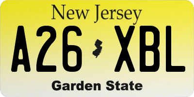 NJ license plate A26XBL